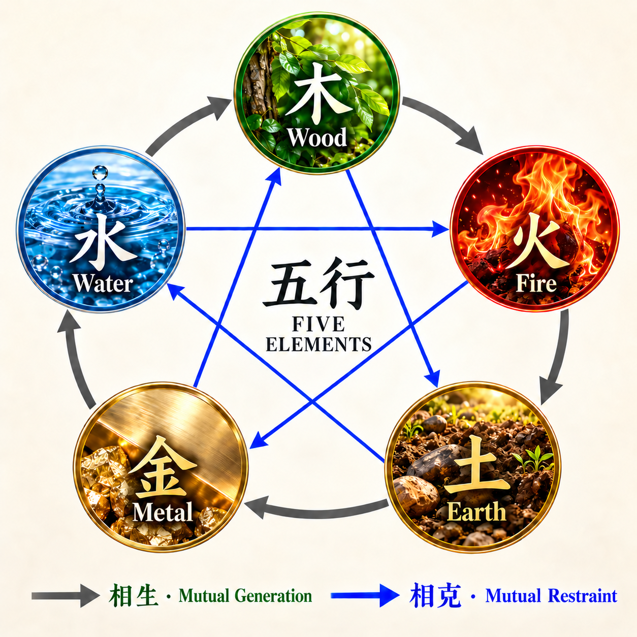 Five Elements: Mutual Generation and Mutual Restraint